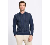 Poloshirt MARCO DONATI "Langarm-Shirt", Herren, Gr. 56/58, blau (dunkelblau, gestreift), 100% Baumwolle, gemustert, gestreift, Shirts (91110515-56) dunkelblau, gestreift