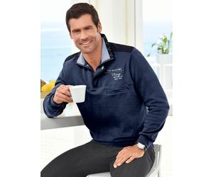 Poloshirt MARCO DONATI "Langarm-Shirt", Herren, Gr. 56/58, blau (jeansblau), 100% Baumwolle, unifarben, ohne Ausschnitt, Shirts (551267-56) jeansblau