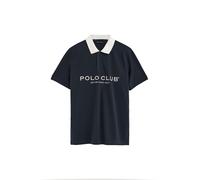 Poloshirt marineblau mit Kragen und Established 2012 Polo Club Logo in Kontrastfarbe XL