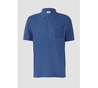 Poloshirt mit Flammgarnstruktur und Brusttasche M blau 2169276.5527.M