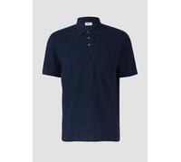 Poloshirt mit Flammgarnstruktur und Brusttasche XL blau 2169276.5978.XL