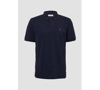 Poloshirt mit kleinem Labelpatch und Flammgarnstruktur S blau 2163494.5852.S
