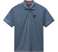 Poloshirt NAPAPIJRI "E-BADGE SUM", Herren, Gr. L, stormy weat g1y, Piqué, Obermaterial: 100% Baumwolle, unifarben, regular fit normal, Rundhals, eingesetzt angesetztes Bündchen, Shirts, Mit Rundhalsau