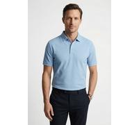 Poloshirt OLYMP, Damen, Gr. L, bleu, Web, Obermaterial: 95% Leinen, 5% Elasthan, unifarben, regular fit hüftbedeckend, Rundhals, abgesteppte Kante, Shirts, aus hochwertigem Leinen, unifarben (16714940