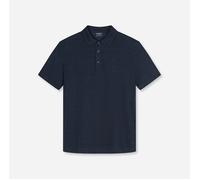 Poloshirt OLYMP, Herren, Gr. XL, marine, Web, Obermaterial: 95% Leinen, 5% Elasthan, unifarben, regular fit hüftbedeckend, Rundhals, abgesteppte Kante, Shirts, aus hochwertigem Leinen, unifarben (3444