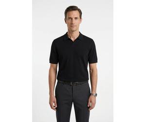 Poloshirt OLYMP "Strick Casual", Herren, Gr. L, schwarz, Feinstrick, Obermaterial: 50% Baumwolle, 50% Lyocell, unifarben, regular fit hüftbedeckend, Rippbündchen, Shirts, mit geripptem Kragen, unifarb