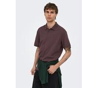 Poloshirt ONLY & SONS "ONSBEN REG SS POLO SHIRT NOOS", Herren, Gr. L, braun (raisin), Jersey, Obermaterial: 100% Baumwolle, unifarben, regular fit normal, ohne Ausschnitt, Shirts, Baumwolle, regular f