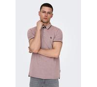 Poloshirt ONLY & SONS "ONSFLETCHER SLIM SS POLO NOOS", Herren, Gr. L, braun (copper braun detail:melange), Piqué, Obermaterial: 100% Baumwolle, meliert, normal normal, Rundhals, Shirts, Baumwolle, nor