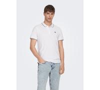 Poloshirt ONLY & SONS "ONSFLETCHER SLIM SS POLO NOOS", Herren, Gr. S, hellweiß, Piqué, Obermaterial: 100% Baumwolle, unifarben, normal normal, Rundhals, Shirts (91718868-S) hellweiß
