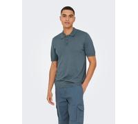 Poloshirt ONLY & SONS "ONSWYLER LIFE REG 14 SS POLO KNIT NOOS", Herren, Gr. L, grau (stormy weather), Strick, Obermaterial: 78% Viskose, 22% Polyester, unifarben, regular fit, Shirts (30185923-L) stor
