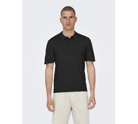 Only & Sons Herren Poloshirt ONSWYLER – Regular Fit, Strick, 78% Viskose/22% Polyester, Schwarz, L