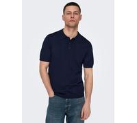 Poloshirt ONLY & SONS "ONSWYLER LIFE REG 14 SS POLO KNIT NOOS", Herren, Gr. S, blau (schwarz navy), Strick, Obermaterial: 78% Viskose, 22% Polyester, unifarben, regular fit, Shirts Poloshirt (21960466