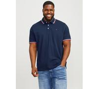 Poloshirt "Paulus Polo", Herren, Gr. 4XL, blau (navy), Piqué, Obermaterial: 100% Baumwolle, JACK & JONES PLUSSIZE, unifarben, normal normal, gerader Abschluss kontrastfarben, Shirts röße 6XL (41