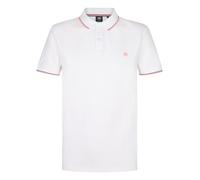 Poloshirt PETROL INDUSTRIES "Men Polo Short Sleeve", Herren, Gr. L (40), weiß (hellweiß), Piqué, Obermaterial: 95% Baumwolle, 5% Elasthan, unifarben mit Farbeinsatz, regular fit normal, Rippstrickbünd