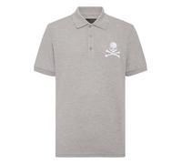 Poloshirt PHILIPP PLEIN "Skull&Bones", Herren, Gr. L, grau (10, grau), Obermaterial: 100% Baumwolle, Shirts (47777923-L) 10, grau