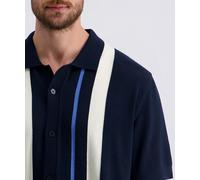 Poloshirt PIERRE CARDIN, Herren, Gr. L, blau (salute), Feinstrick, Obermaterial: 75% Baumwolle, 25% Polyamid, gestreift, normal, Shirts, mit durchgehender Knopfleiste (50115353-L) salute