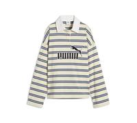 Poloshirt PUMA "Essentials Elevated No.1 Logo Oversized Rugby Polo Damen", Damen, Gr. XS, buttercream striped gelb, Obermaterial: 100% Baumwolle. Kragen: 100% Baumwolle, oversize, Shirts (92770829-XS)