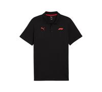 Poloshirt PUMA "F1 ESS LOGO POLO 180G", Herren, Gr. S, puma schwarz, Jersey, Obermaterial: 100% Baumwolle, unifarben, regular fit normal, Shirts, reguläre Passform, Kurzarm, gerippter Kragen mit Knopf