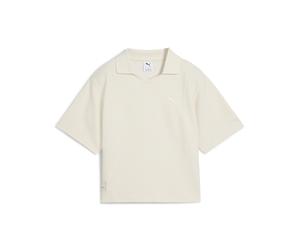 Poloshirt PUMA "PUMA Class Relaxed Polo Damen", Damen, Gr. L, weiß (alpine snow weiß), Obermaterial: 60% Polyester, 40% Baumwolle. Kragen: 4% Elasthan, 96% Baumwolle. Rippe: 52% Polyester, 48% Baumwol
