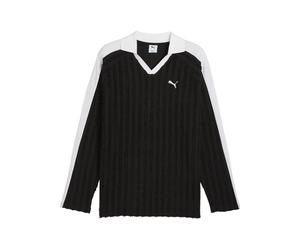 Poloshirt PUMA "T7 Relaxed Langarmpolo Herren", Herren, Gr. S, schwarz, Obermaterial: 100% Baumwolle. Kragen: 100% Baumwolle. Einsatz: 100% Baumwolle, gestreift, relaxed fit, Shirts (62297442-S) schwa