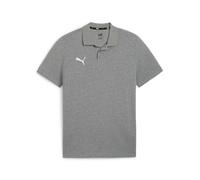 Poloshirt PUMA "TEAMGOAL CASUALS POLO", Herren, Gr. S, grau (medium gray heather, puma weiß), Piqué, Obermaterial: 51% Baumwolle, 49% Polyester, unifarben, regular fit normal, V-Ausschnitt, Shirts, Re