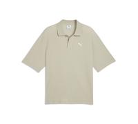 Poloshirt PUMA "Wardrobe Essentials Boxy Polo Herren", Herren, Gr. M, pebble gray beige, Obermaterial: 41% Polyester, 59% Baumwolle. Rippe: 100% Baumwolle, clean, Shirts (64131339-M) pebble gray beige
