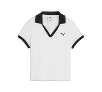 Poloshirt PUMA "Wardrobe Essentials Polo Damen", Damen, Gr. S, weiß, Obermaterial: 41% Polyester, 59% Baumwolle; Rippe: 100% Baumwolle, clean, slim fit, Shirts (17593949-S) weiß