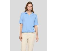 Poloshirt RABE, Damen, Gr. 36, ozean, Jersey, Obermaterial: 80% Polyester, 17% Viskose, 3% Elasthan, unifarben, normal hüftbedeckend, V-Ausschnitt, Shirts, in Crinkle-Optik (28280616-36) ozean