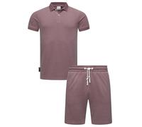 Poloshirt RAGWEAR "Set Porpi", Herren, Gr. XXL (56), lila (mauve), Material: 50% Baumwolle, 50% Polyester, bequem knieumspielend, tiefer V-Ausschnitt, eng, Shirts, Modisches Herren Set aus Hemd und ku