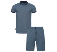 Poloshirt RAGWEAR "Set Porpi", Herren, Gr. XXXL (58), blau (navy), Material: 50% Baumwolle, 50% Polyester, bequem knieumspielend, tiefer V-Ausschnitt, eng, Shirts, Modisches Herren Set aus Hemd und ku
