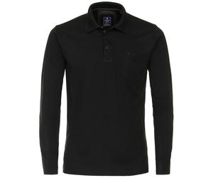 Poloshirt - Regular Fit - Langarm - Wash and Wear - schwarz Redmond