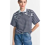 Poloshirt RICHROYAL, Damen, Gr. XS, midnight blau, Single Jersey, Obermaterial: 100% Baumwolle, gerade, Shirts, mit Blume-Applikationen, Gerade Form (48749921-XS) midnight blau