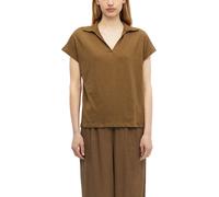 Poloshirt S.OLIVER, Damen, Gr. 40, teak braun, Jersey, Obermaterial: 100% Baumwolle, unifarben, normal hüftbedeckend, V-Ausschnitt, abgesteppte Kante, Shirts, Sommershirt mit Polokragen (11127030-40) 