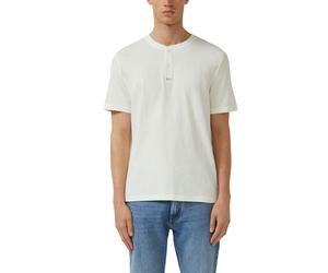 Poloshirt S.OLIVER, Herren, Gr. 3XL, ecru, Single Jersey, Obermaterial: 100% Baumwolle, gerade hüftbedeckend, ohne Ausschnitt, Shirts (32919735-XXXL) ecru