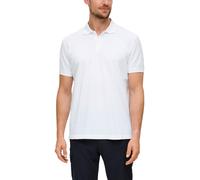 Poloshirt S.OLIVER, Herren, Gr. 3XL, weiß, Jersey, Obermaterial: 100% Baumwolle, unifarben, regular fit hüftlang, Rundhals, Rippbündchen, Shirts, mit Logostickerei (55642969-XXXL) weiß