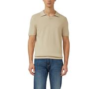 Poloshirt S.OLIVER, Herren, Gr. L, bone beige, Strick, Obermaterial: 85% Baumwolle, 15% Leinen, unifarben, regular fit normal, ohne Ausschnitt, Shirts, mit Rippbündchen (83678250-L) bone beige