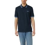 Poloshirt S.OLIVER, Herren, Gr. M, blau (navy), Piqué, Obermaterial: 95% Baumwolle, 5% Elasthan, bedruckt, kontrastfarbene Details, regular fit normal, ohne Ausschnitt, gerader Abschluss kontrastfarbe