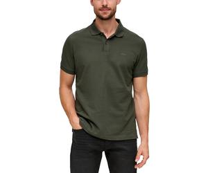 Poloshirt S.OLIVER, Herren, Gr. S, grün (olive), Jersey, Obermaterial: 100% Baumwolle, unifarben, regular fit hüftlang, Rundhals, Rippbündchen, Shirts, mit Logostickerei (65111335-S) olive