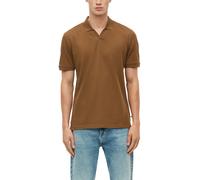 Poloshirt S.OLIVER, Herren, Gr. XXL, braun, Web, Obermaterial: 60% Baumwolle, 40% Polyester, unifarben, normal hüftbedeckend, V-Ausschnitt, abgesteppte Kante, Shirts, Sommer-Polo in Struktur-Optik (26