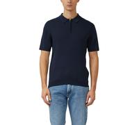 Poloshirt S.OLIVER, Herren, Gr. XXL, navy, Strick, Obermaterial: 85% Baumwolle, 15% Leinen, unifarben, normal hüftbedeckend, Rundhals, Bündchen, Shirts, mit Strick-Muster und kurzes Reißverschluss (19