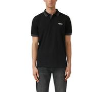 Poloshirt S.OLIVER, Damen, Gr. XXL, schwarz, Piqué, Obermaterial: 95% Baumwolle, 5% Elasthan, bedruckt, kontrastfarbene Details, regular fit normal, ohne Ausschnitt, gerader Abschluss kontrastfarben, 