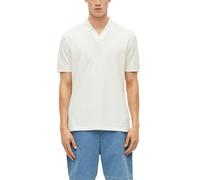 Poloshirt S.OLIVER, Herren, Gr. XXL, weiß, Web, Obermaterial: 60% Baumwolle, 40% Polyester, unifarben, normal hüftbedeckend, V-Ausschnitt, abgesteppte Kante, Shirts, Sommer-Polo in Struktur-Optik (623