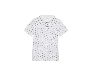 Poloshirt S.OLIVER JUNIOR, Mädchen, Gr. 140, weiß aop, Jersey, Obermaterial: 100% Baumwolle, bedruckt, normal hüftbedeckend, ohne Ausschnitt, Shirts, mit Fußball-Allover-Print (84749927-140) weiß aop