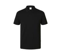 Poloshirt SELECTED HOMME "SLHSLIM-ATLAS SS POLO D", Herren, Gr. M, schwarz, Jersey, Obermaterial: 95% Baumwolle, 5% Elasthan, unifarben, slim fit, Shirts (63817962-M) schwarz