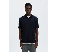 Poloshirt SELECTED "SLHFAVE BUTTON SS POLO NOOS", Herren, Gr. L, sky captain, Jersey, Obermaterial: 50% Baumwolle, 50% Polyester, unifarben, regular fit normal, ohne Ausschnitt, Shirts, Baumwollmischu