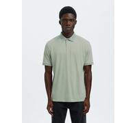 Poloshirt SELECTED "SLHFAVE BUTTON SS POLO NOOS", Herren, Gr. XXL, aqua gray, Jersey, Obermaterial: 50% Baumwolle, 50% Polyester, unifarben, regular fit normal, ohne Ausschnitt, Shirts, Baumwollmischu