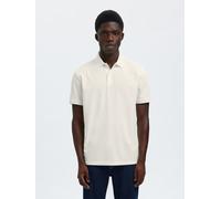 Poloshirt SELECTED "SLHFAVE BUTTON SS POLO NOOS", Herren, Gr. XXL, weiß (cloud dancer), Jersey, Obermaterial: 50% Baumwolle, 50% Polyester, unifarben, regular fit normal, ohne Ausschnitt, Shirts, Baum