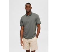 Poloshirt SELECTED "SLHFAVE ZIP SS POLO NOOS", Herren, Gr. S, grün (agave grün), Jersey, Obermaterial: 60% Baumwolle, 40% Polyester, unifarben, regular fit normal, ohne Ausschnitt, Shirts, Baumwollmis