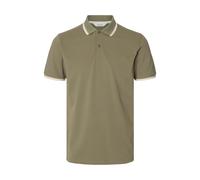 Poloshirt SELECTED "SLHSLIM-ATLAS SPORT SS POLO", Herren, Gr. L, vetiver detail:cloud dancer, angor, Jersey, Obermaterial: 95% Baumwolle, 5% Elasthan, unifarben, slim fit normal, Rundhals, Shirts (341