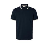 Poloshirt SELECTED "SLHSLIM-ATLAS SPORT SS POLO", Herren, Gr. XL, sky captain, Jersey, Obermaterial: 95% Baumwolle, 5% Elasthan, unifarben, slim fit normal, Rundhals, Shirts (53288743-XL) sky captain
